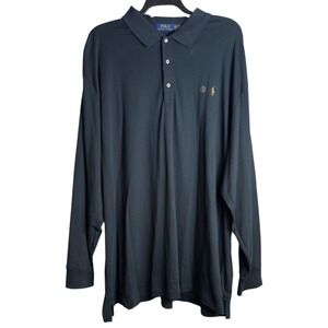 Polo Ralph Lauren Mens 4XLB Black‎ Long Sleeve Polo Shirt NWT